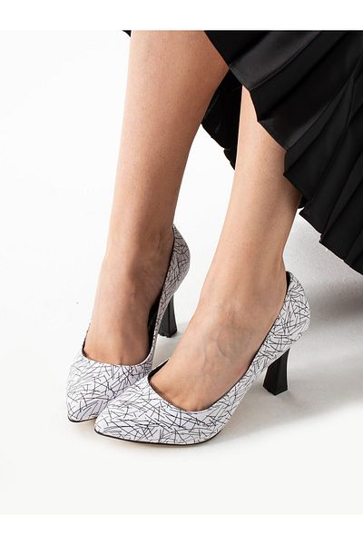 Alemdar Shoes Pantofi de damă cu toc înalt cu model alb MOTİON