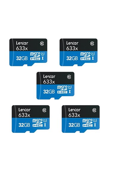 Lexar 32Gb 5 Pack 633X 100Mb/S Microsdhc Memory Card