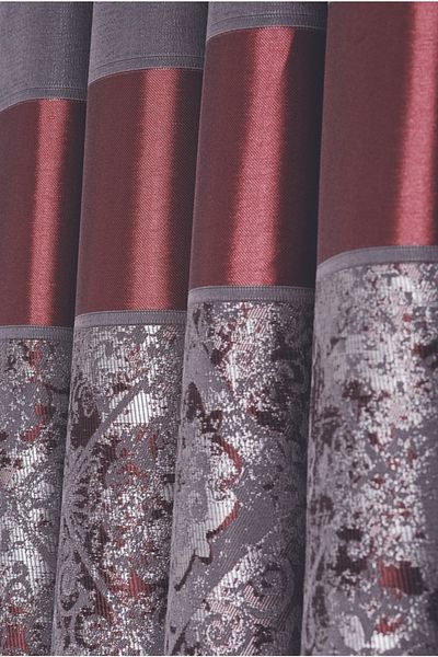 Solinas Collection Claret Red/Anthracite Panel 1X3 Close Pleat Background Curtain - Single Wing