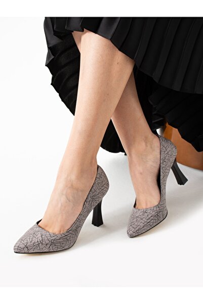 Alemdar Shoes MOTİON Platin Desenli Yüksek Topuklu Kadın Ayakkabı