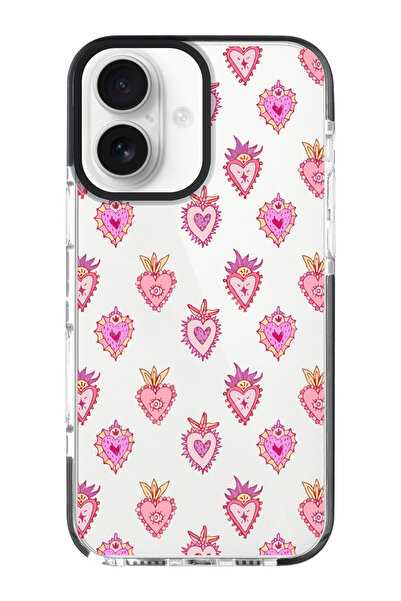 shoptocase iPhone 16 Compatible Heart Lovely Patterned Black Impacts Phone Case