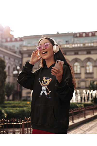 Tshirto CATCURRY Φούτερ με κουκούλα με 3 κλωστές με στάμπα Navy Blue/Μπεζ/Μαύ...