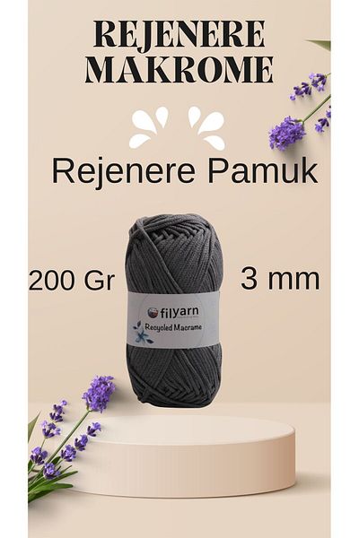 Filyarn Regenerated Macrame Knitting Thread Accessory - Bag, Rug, Mat, Wall Ornament, Toy (Gray Color)