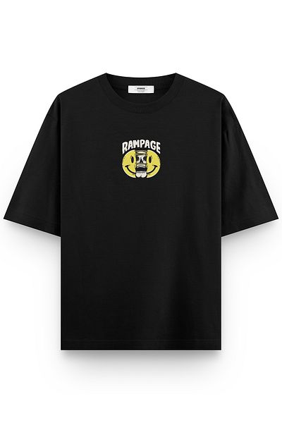Overoz Μαύρο μπλουζάκι Oversize Rampage με στάμπα Oversize Text Unisex T-shirt 1343