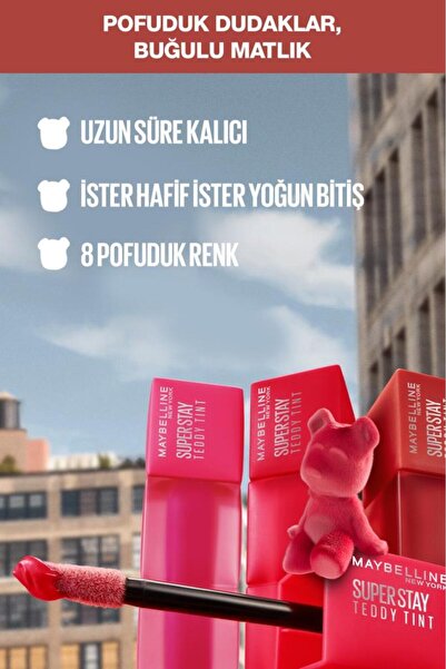 Maybelline New York Maybelline Super Stay Teddy Tint Uzun Süre Kalkıcı Likit Mat Tint 10 Current Mood