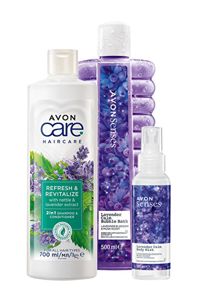 AVON Lavanta Kokulu Şampuan Banyo Köpüğü ve Vücut Spreyi Paketi