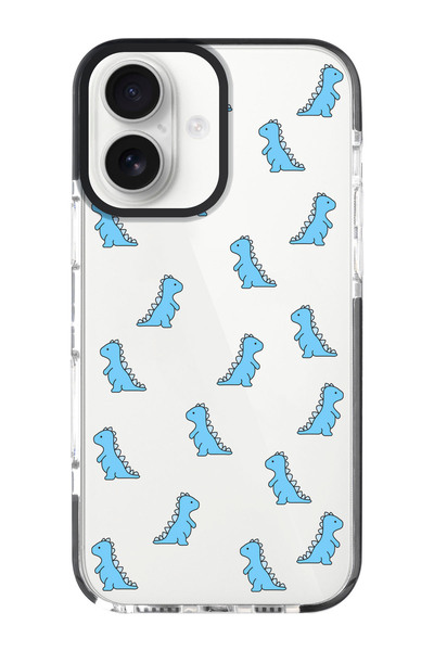 shoptocase iPhone 16 Compatible Baby Dino Patterned Black Impacts Phone Case
