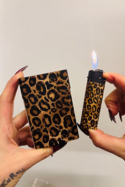 Namgo Leopar Tabaka Seti Sigara Tabakası Ve Çakmak