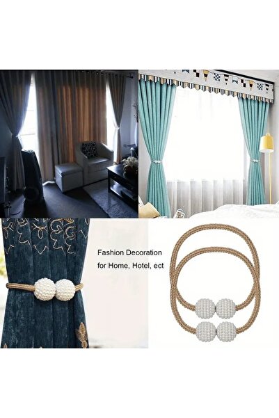 safestore 2Pcs Magnetic Curtain Holder - Pearl Balls and Buckles for Interior Decoration