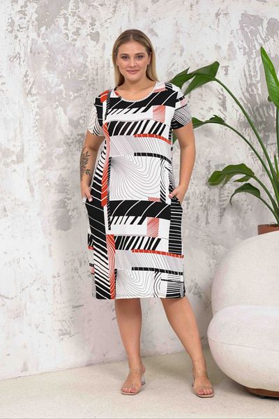 Neşeli Butik γυναικείο φόρεμα με λαιμόκοψη με τσέπες σε μέγεθος NBA046