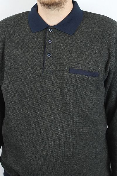 TANİŞ GİYİM Men's Khaki Sweatshirt - Polo Neck, Pocket, Thessaloniki Knit, Regular Fit, One Size Small Recommended