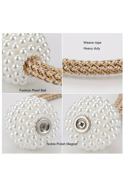 safestore 2Pcs Magnetic Curtain Holder - Pearl Balls and Buckles for Interior Decoration