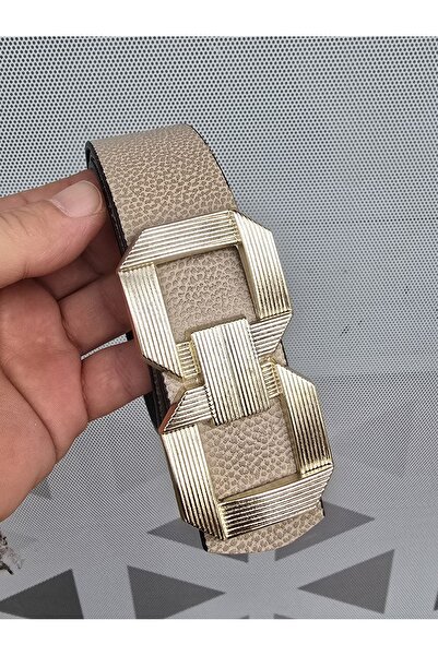 Kemerix Women's Double-Way Mink-Black Belt with Gold Buckle