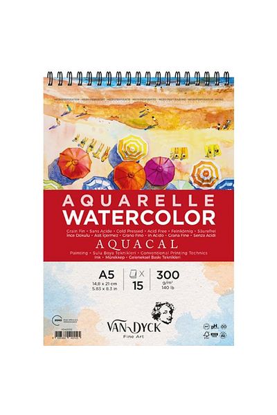 Van Dyck Vd420312 كتلة ألوان مائية حلزونية علوية ذات ملمس ناعم A5 300gr 15 Yp