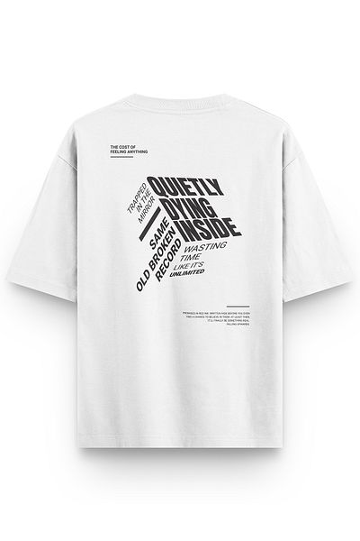 Overoz Λευκό μπλουζάκι Oversize Τυπογραφία με στάμπα Oversize Text Unisex T-shirt 1340
