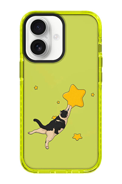 shoptocase iPhone 16 PLUS Star Cat Desenli Impacts Telefon Kılıfı