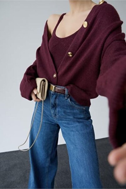 Qu Style Atlet Hırka İkili Takım - Bordo