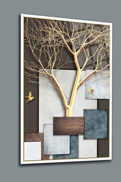 glassartdesign Golden Tree Masă din sticlă irezistibilă Pictură modernă Cadou...