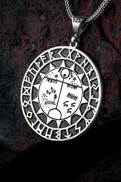 Diriliş Takı Kam Davulu Madalyon Gümüş Kolye