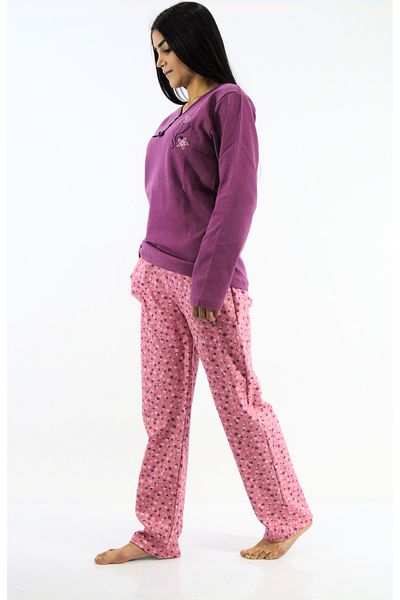 mefa Set pijama interlock cu nasturi cu guler
