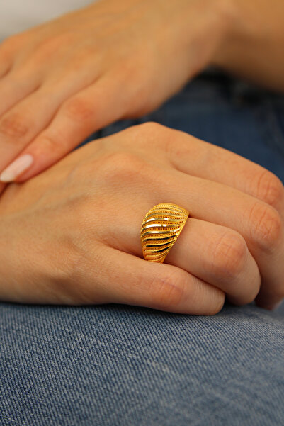 Net Kuyumculuk Çizgi Detay Altın Yüzük 14 Ayar Yüzük