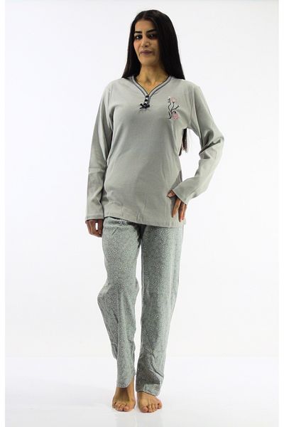 mefa Set pijama interlock cu nasturi cu guler