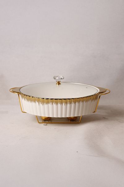 Vadi Carmen Gold Gilded Patterned Porcelain Round Pot
