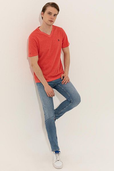 U.S. Polo Assn. Tricou de bază roșu pentru bărbați