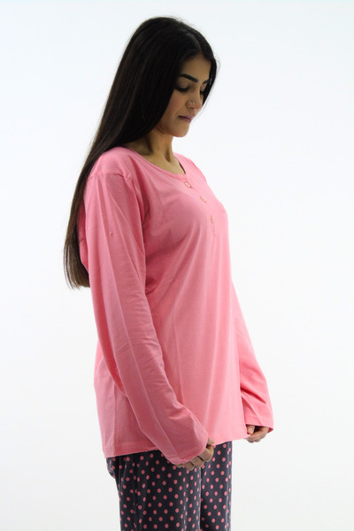 mefa Yaka Düğmeli İnterlok Pijama Takımı