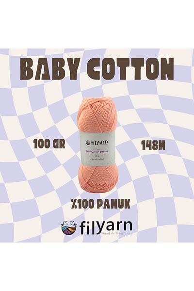 Filyarn 100 γραμμάρια Oeko-tex Certified Cotton Yarn για μωρό και γιλέκο - Σχέδιο πλεξίματος χειρός