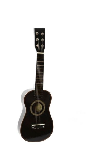 Bando Müzik Aletleri Çocuk Gitarı Oyuncak Ahşap 6 Telli 0-6 Yaş Siyah Renk