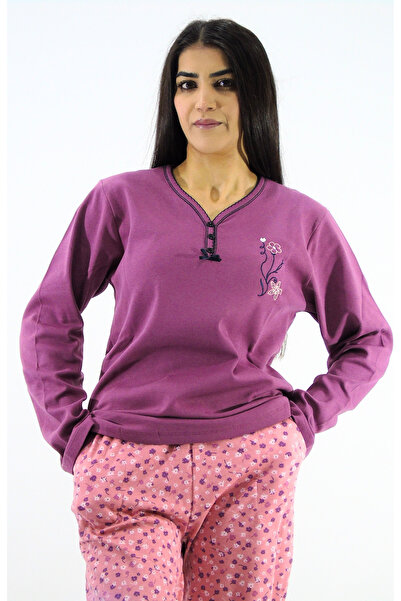 mefa Yaka Düğmeli İnterlok Pijama Takımı