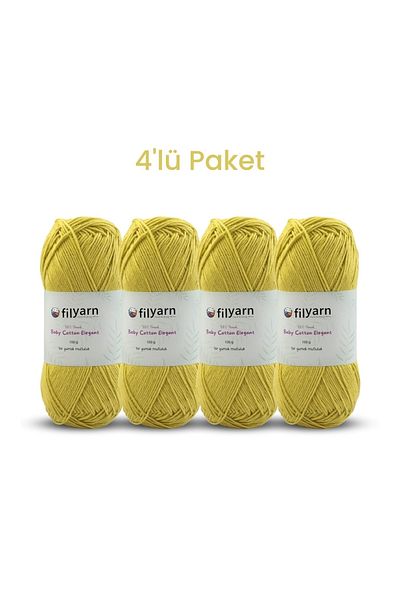 Filyarn 100Gr Oeko-Tex Certificate Cotton Thread - Baby Cotton Hand Knitted, Baby Vest and Punch Set of 4