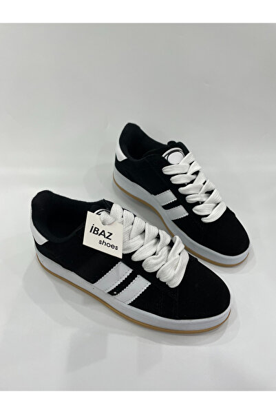 İBAZ Černé tenisky Cmp s bílými pruhy a hnědou podrážkou