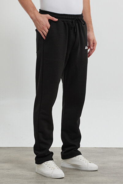 THE RULE Ανδρική φαρδιά σκαφασίτσα 3 νημάτων χνουδωτή χαλαρή κοπή μαύρο φούτερ RF0494