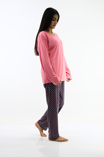 mefa Yaka Düğmeli İnterlok Pijama Takımı