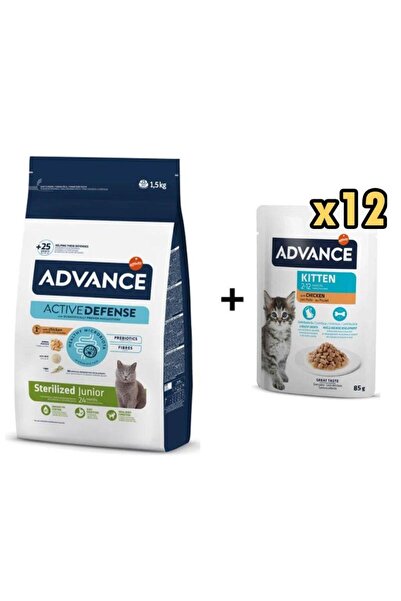 Advance Tavuklu Kısırlaştırılmış Yavru Kedi Maması 1,5 Kg + 12 Adet Advance T...