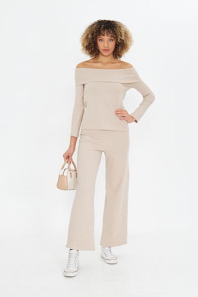ESPOİRPLUS Beige Madonna Collar Set - Fabric with Wide Report and Raster, Bottom-Top Set