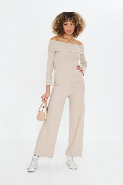 ESPOİRPLUS Beige Madonna Collar Set - Fabric with Wide Report and Raster, Bottom-Top Set