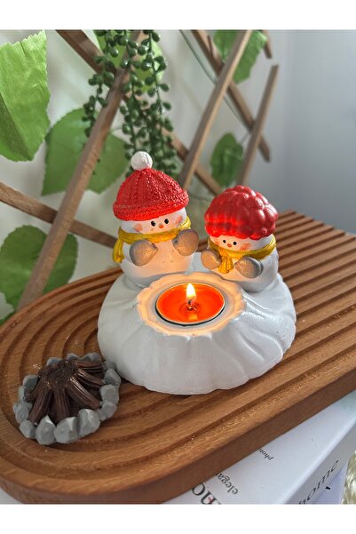 evdeki atölyem Isınan kardan adam mumluk/Dekoratif biblo (Handmade)