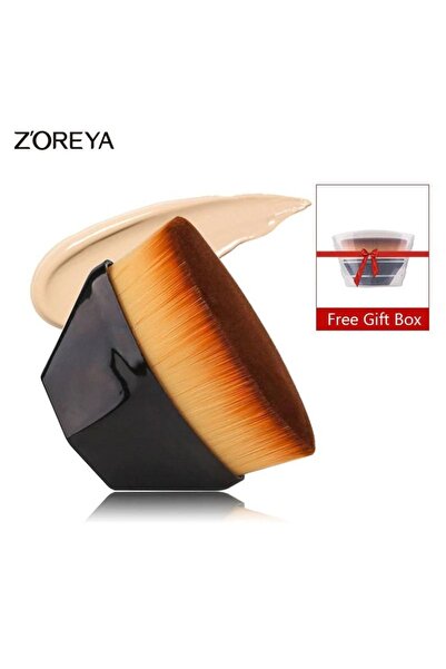 Z'oreya فرشاة كابوكي سداسية سوداء لمكياج الوجه، بودرة أساس سائلة وفرشاة برونزر