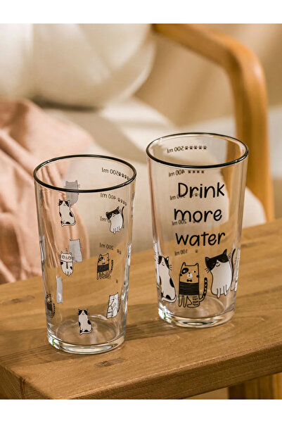 LC Waikiki Black Printed Water Glass 2 Pack 570 ml