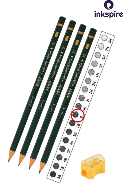 inkspire 4 Pieces Fatih Number B Painting Graduated Pen Set - Lead Sketch Bla...