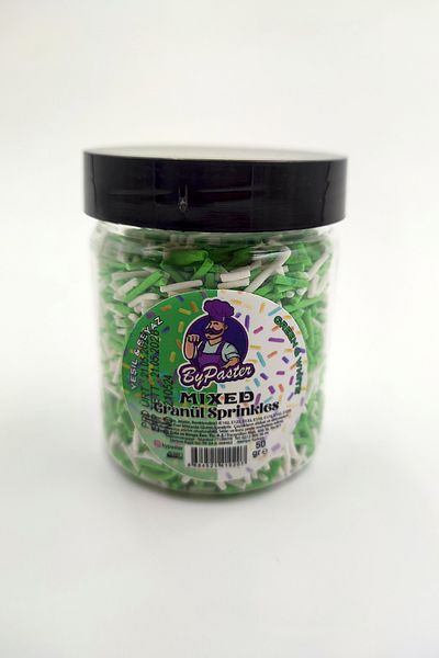 Dekamis Granular Sugar 50 G. Green White Cake Decoration Granular Sprinkles 50 Gr Green White