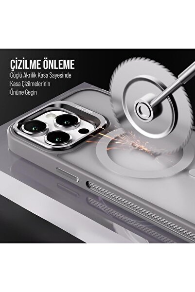 emybox Apple İphone 16 PROMAX Kamera Korumalı Stantlı Magsafe Destekli Lens Koruyucu Hediye Telefon Kılıf