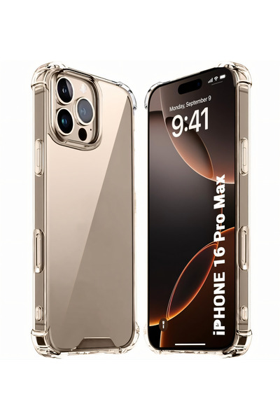 Fibaks حافظة لهاتف ابل ايفون 16 برو ماكس وسادة هوائية كريستالية صلبة مضادة لل...