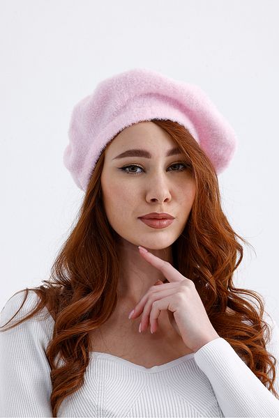 nord arc Powder Pink Women's Wool Plush French Painter Hat I Beret
