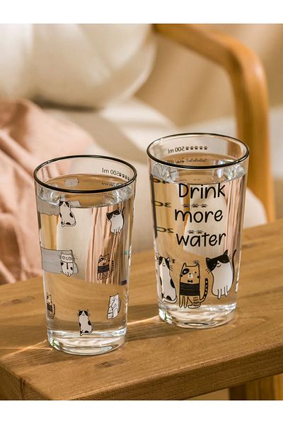 LC Waikiki Black Printed Water Glass 2 Pack 570 ml