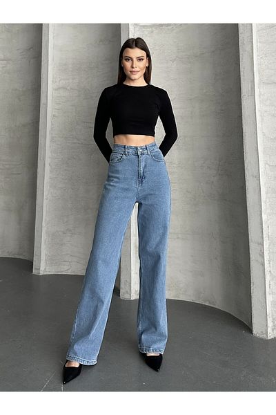 Linarose Women's Palazzo Stretchy Wide Leg Jeans