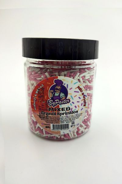 Dekamis Granular Sugar 50 G. Red White Cake Decoration Granular Sprinkles 50 Gr Red White